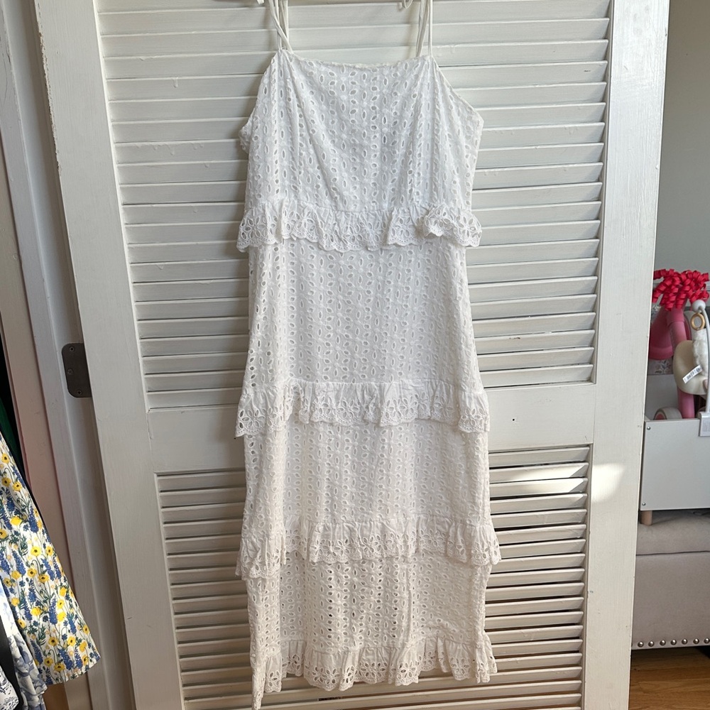 Aqua White Eyelet Maxi Dress